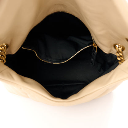 Saint Laurent Lambskin Quilted Medium Loulou Puffer Monogram Chain Satchel Dark Beige 4 of 10