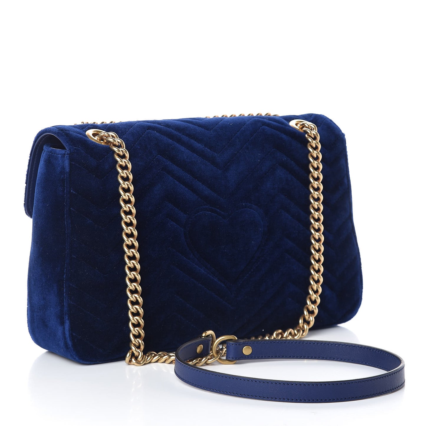 Velvet Matelasse Medium GG Marmont Shoulder Bag Cobalt Blue
