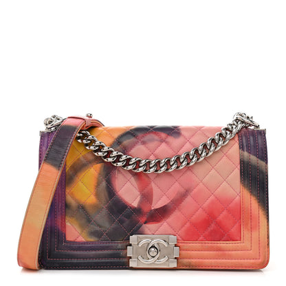Chanel Printed Lambskin Quilted Medium Flower Power Boy Flap 1 of 10