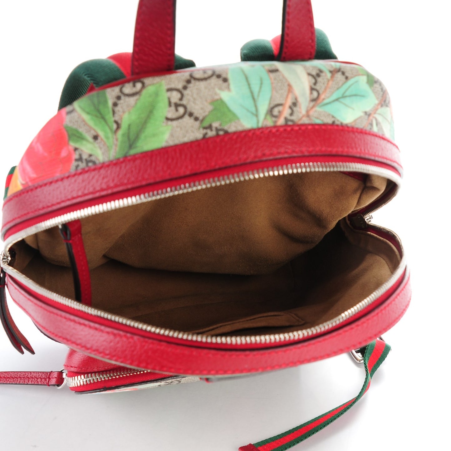 GG Supreme Monogram Tian Web Small Day Backpack Beige Multicolor Red