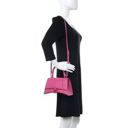 Balenciaga Grained Calfskin Tonal B Small Hourglass Top Handle Bag Acid Fuchsia 2 of 13