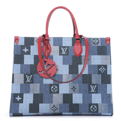 Louis Vuitton Denim Damier Monogram Onthego Blue Rouge 1 of 9