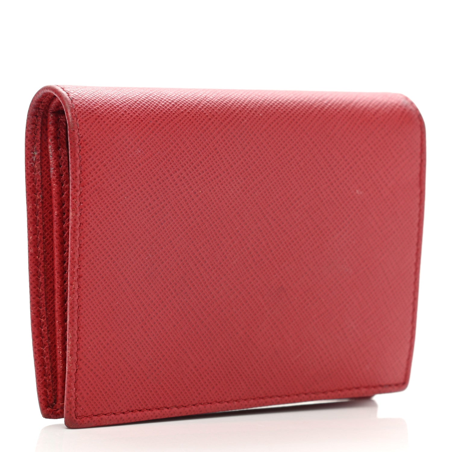 Prada Saffiano Metal Compact Snap Bi-Fold Wallet Fuoco 3 of 10