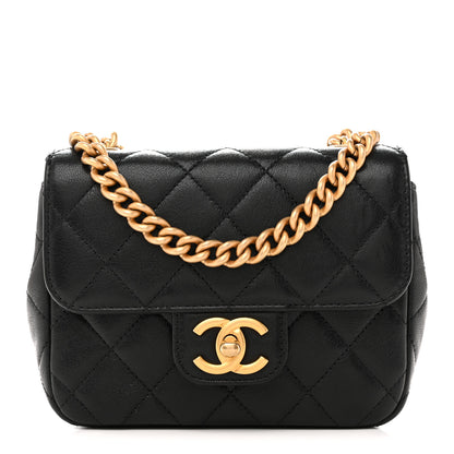 Chanel Shiny Goatskin Quilted Mini Chain Strap Flap Black 1 of 21