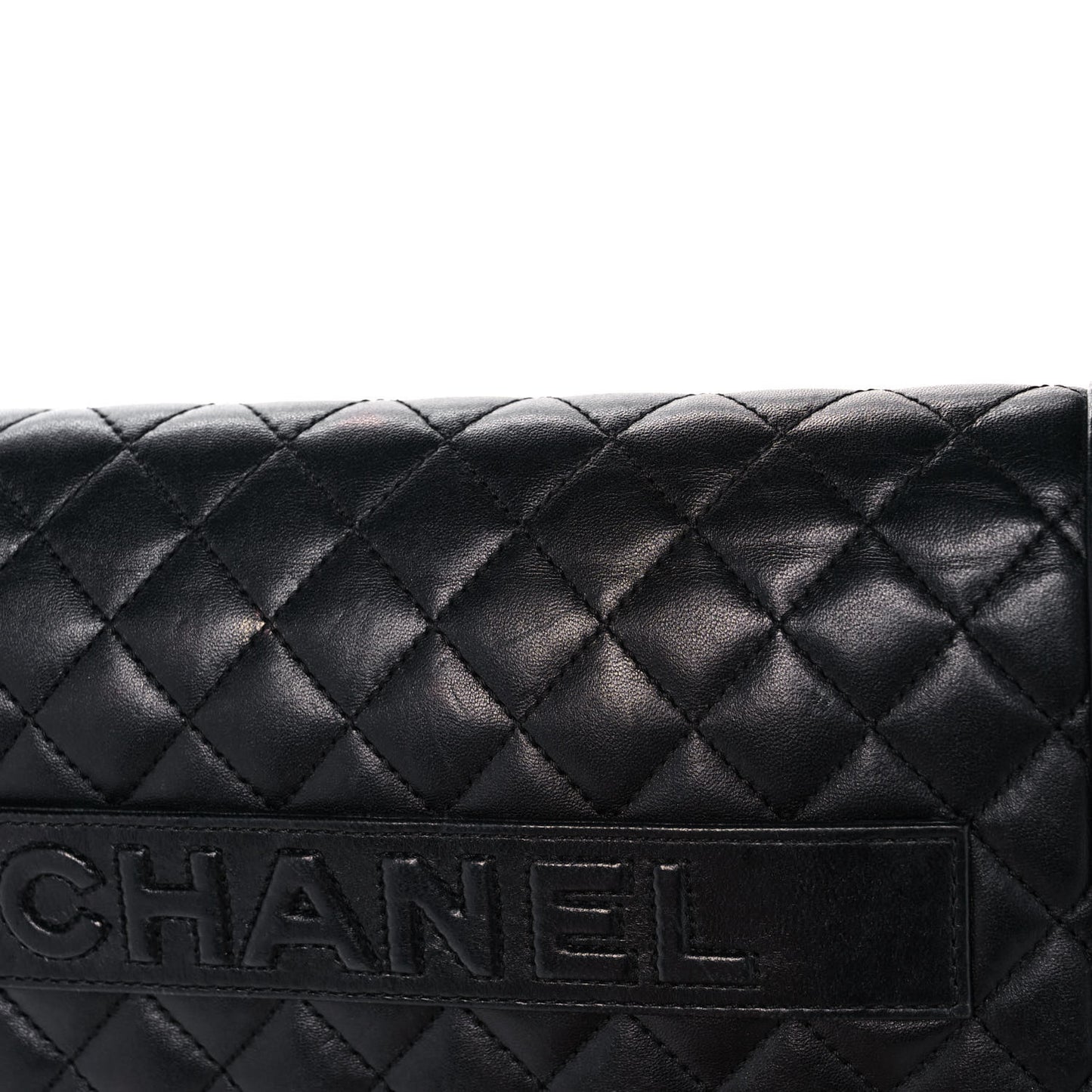 Lambskin Quilted Boy Flap Clutch Black