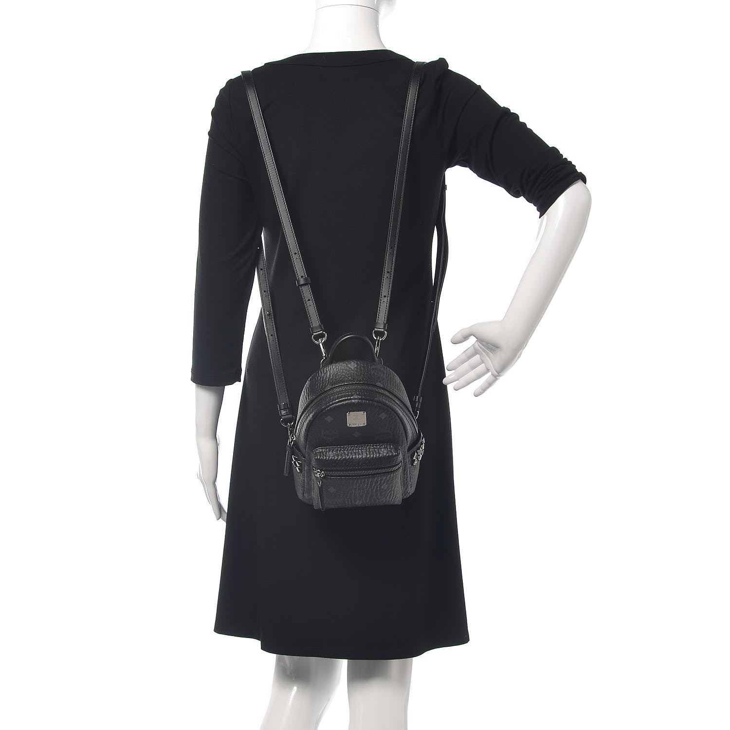 MCM Visetos Studded X-Mini Bebe Boo Backpack Black 2 of 9