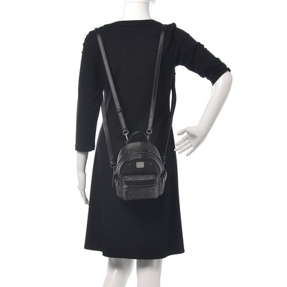 MCM Visetos Studded X-Mini Bebe Boo Backpack Black 2 of 9