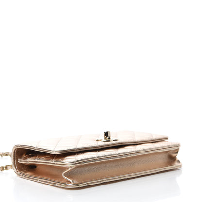 Chanel Metallic Lambskin Quilted Trendy CC Wallet On Chain WOC Gold 4 of 13