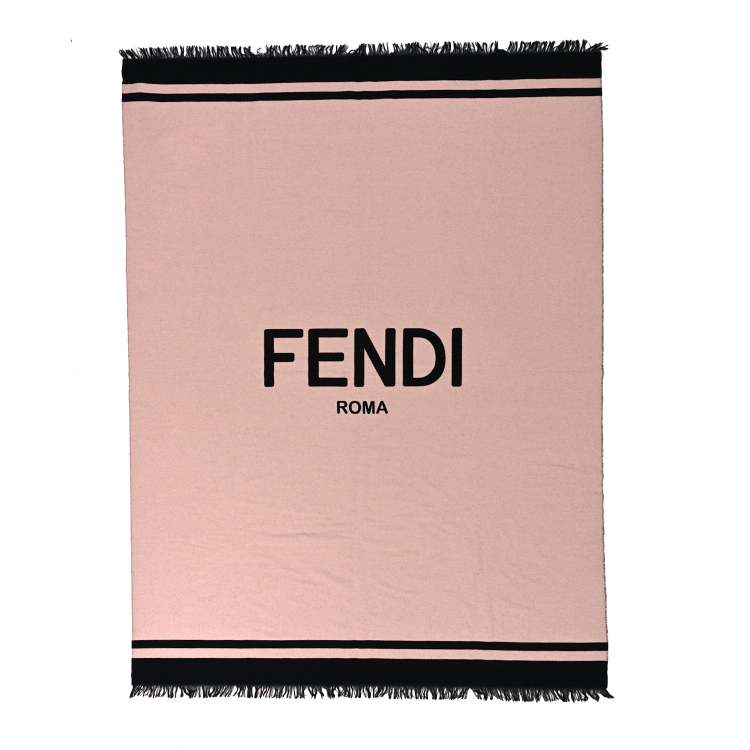 Fendi Wool Cashmere Logo Scarf Pink Black 1 of 4