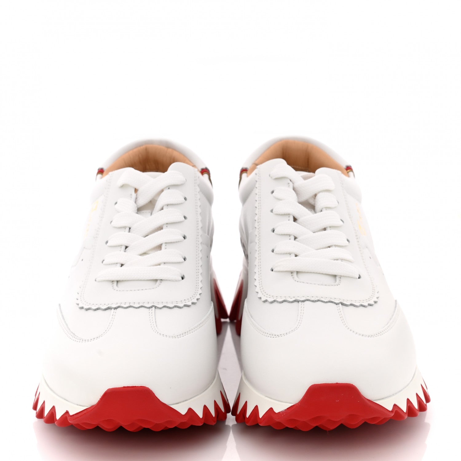 Christian Louboutin Calfskin Neoprene Womens Loubishark Sneakers 40 White 2 of 9