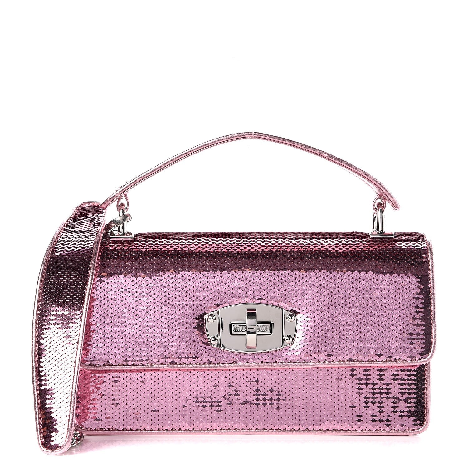 Miu Miu Paillettes Sequin Cleo Top Handle Rosa 1 of 6