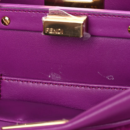 Fendi Shearling Nappa Macro FF 1974 Mini Peekaboo Iconic Satchel Bouganville Magenta Lilac 11 of 12