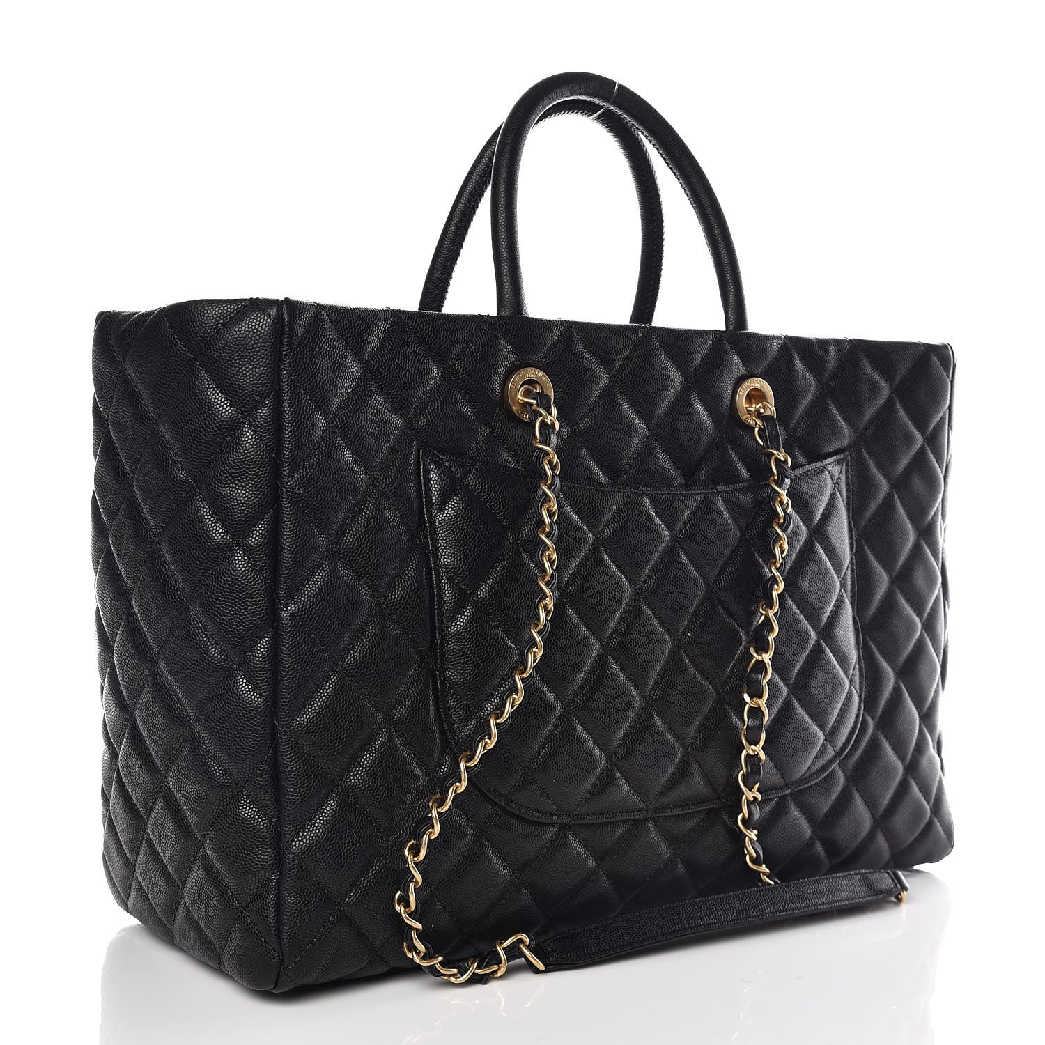 Chanel Caviar Quilted Large Coco Handle Shopping Tote Black 3 of 10