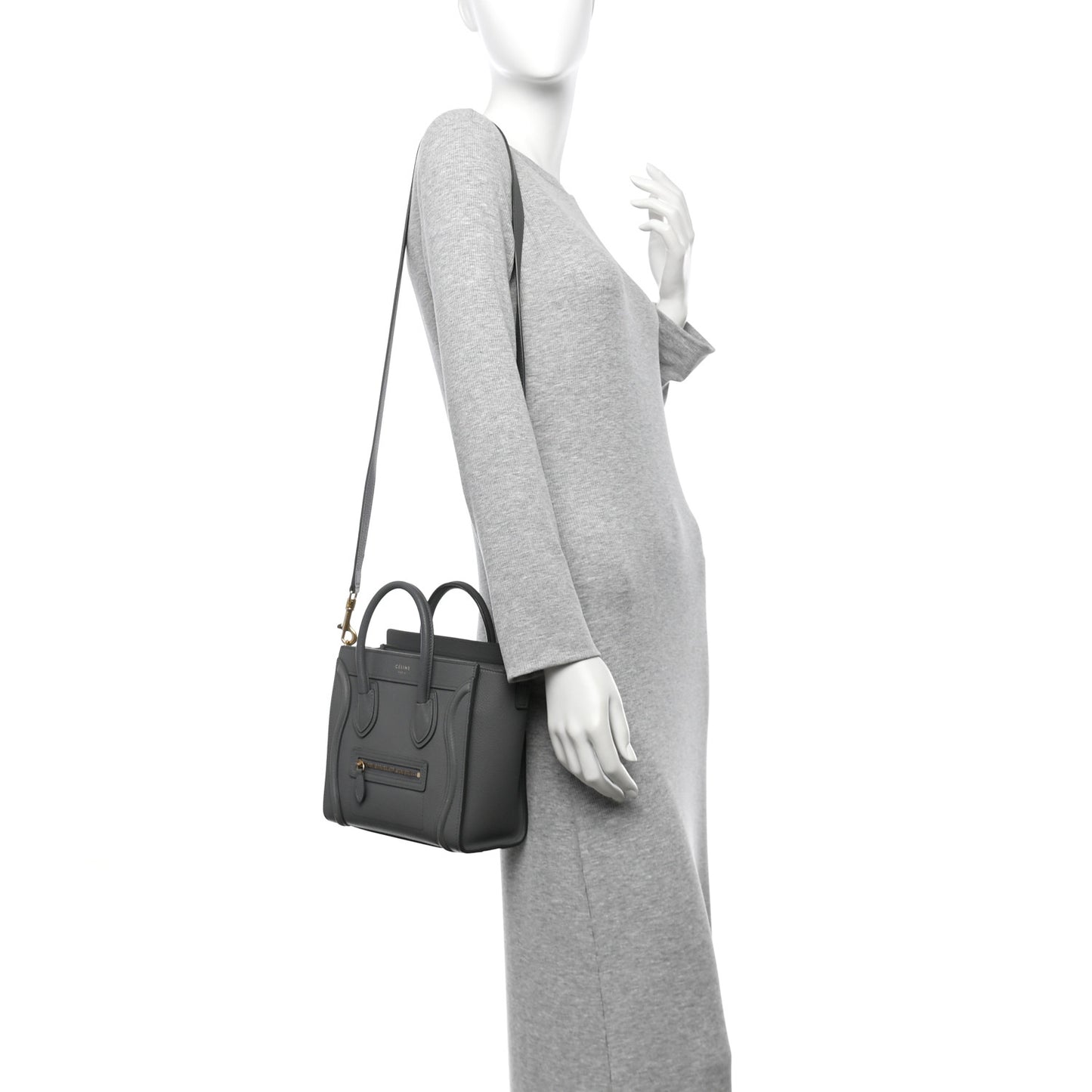 Drummed Calfskin Nano Luggage Kohl