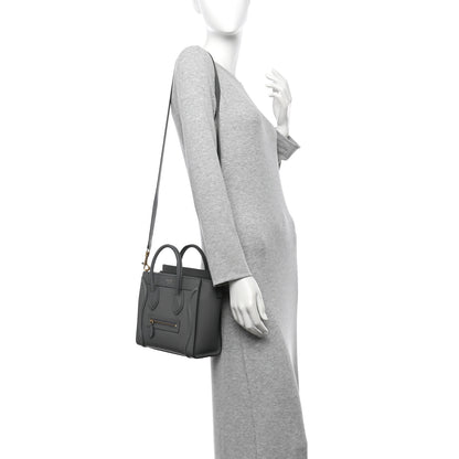 Celine Drummed Calfskin Nano Luggage Kohl 2 of 12