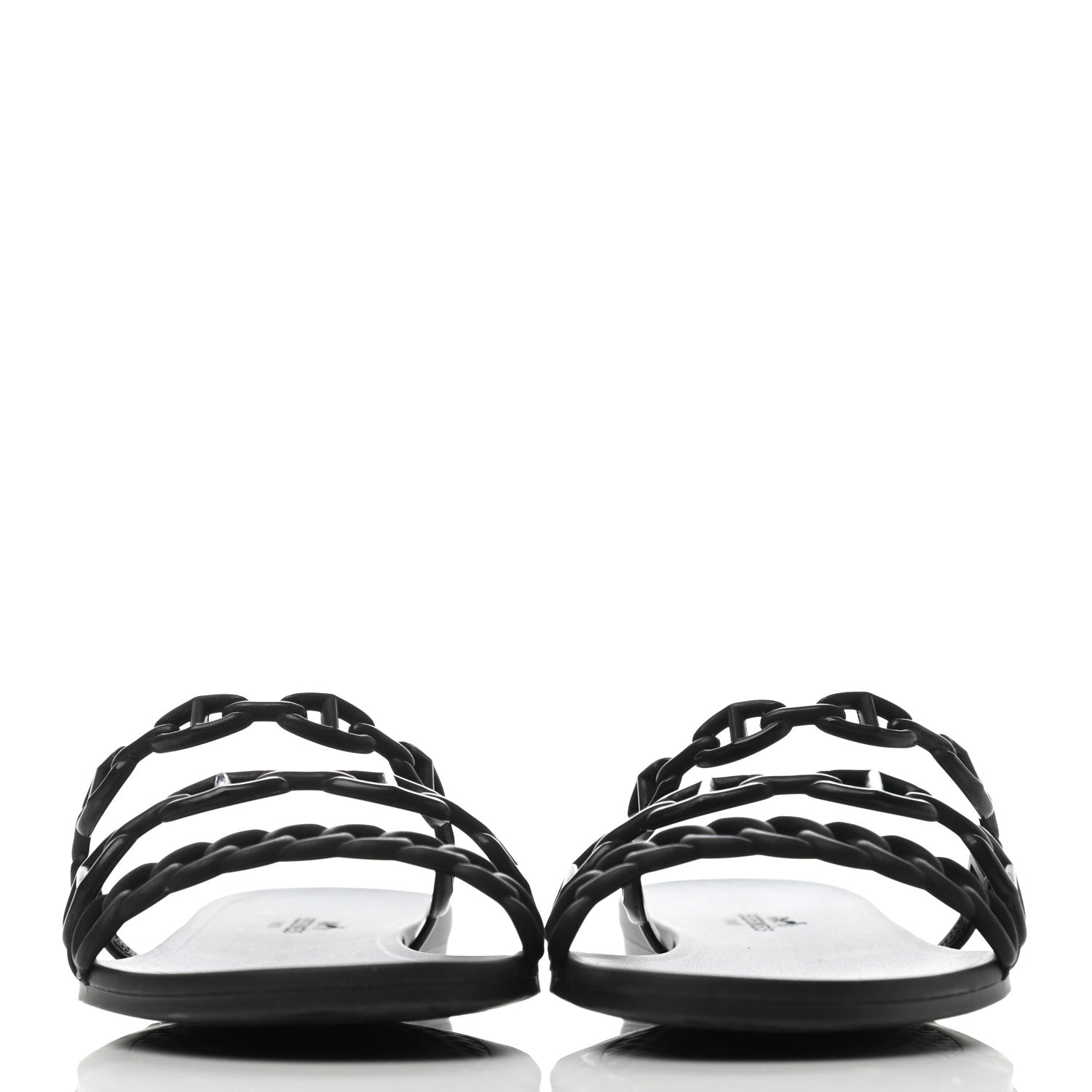 Hermes Rubber Chaine d'Ancre Nude Sandals 39 Black 2 of 8