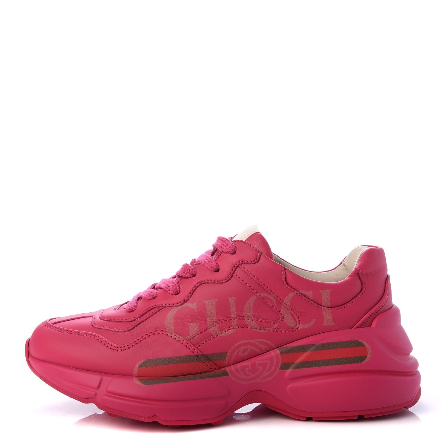 Gucci Calfskin Logo Womens Rhyton Sneakers 35 Box Pink 1 of 9