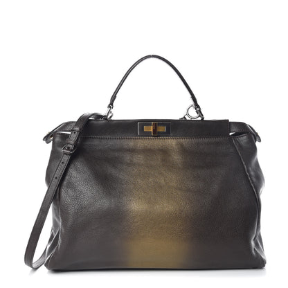 Fendi Goatskin Zucca Ombre Large Peekaboo Iconic Satchel Moro Gold Tobacco 1 of 10