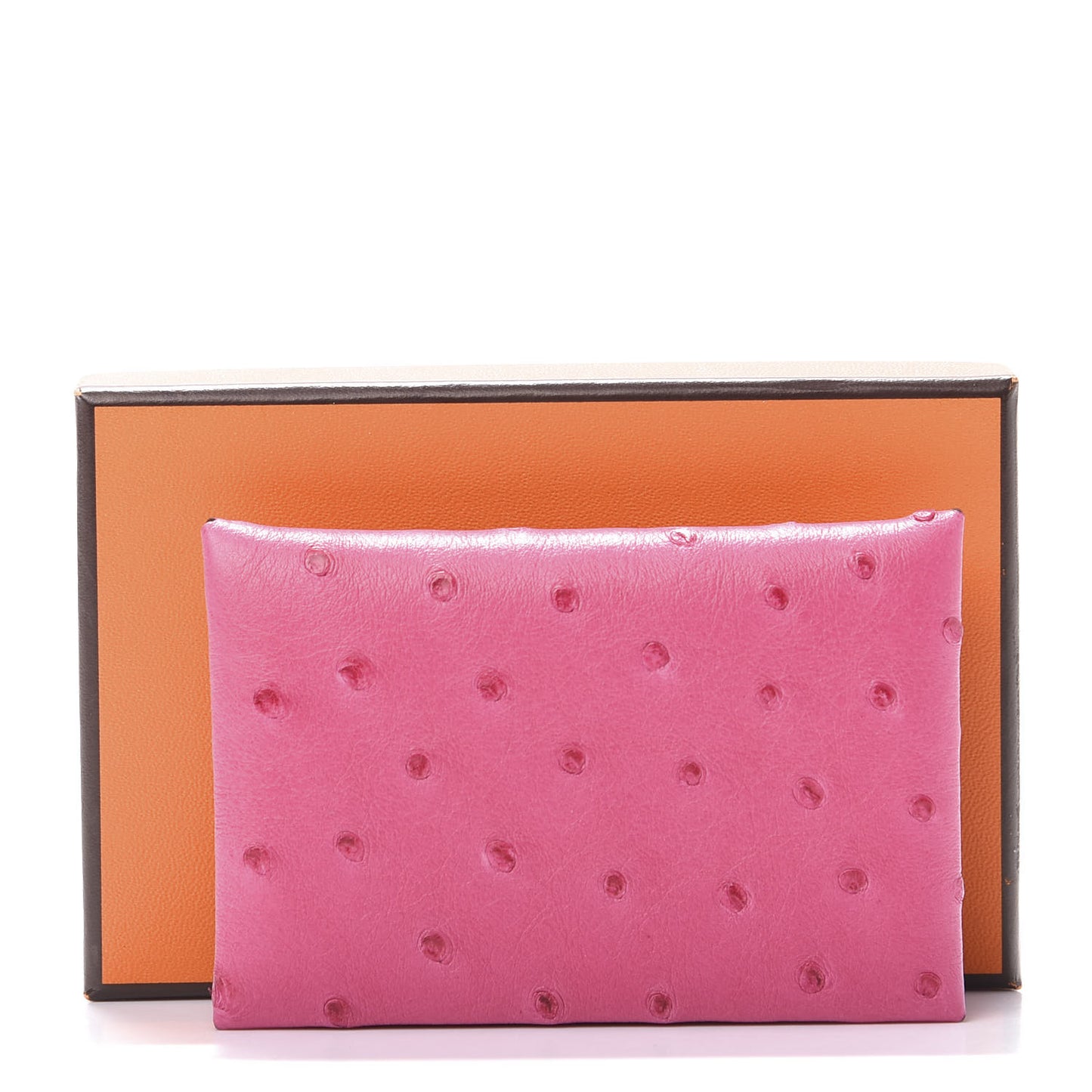 Ostrich Calvi Card Case Rose Tyrien
