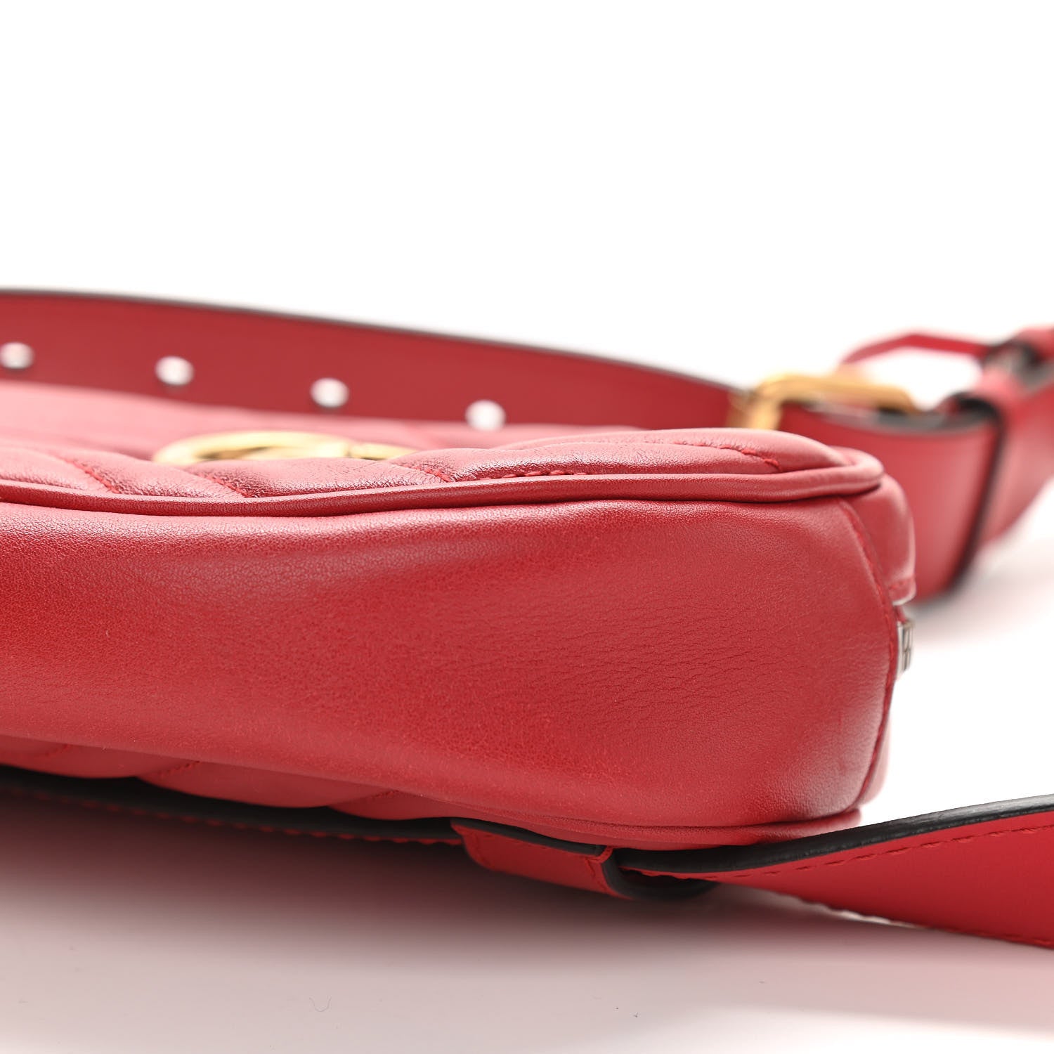 Gucci Calfskin Matelasse GG Marmont Belt Bag 85 34 Hibiscus Red 12 of 12