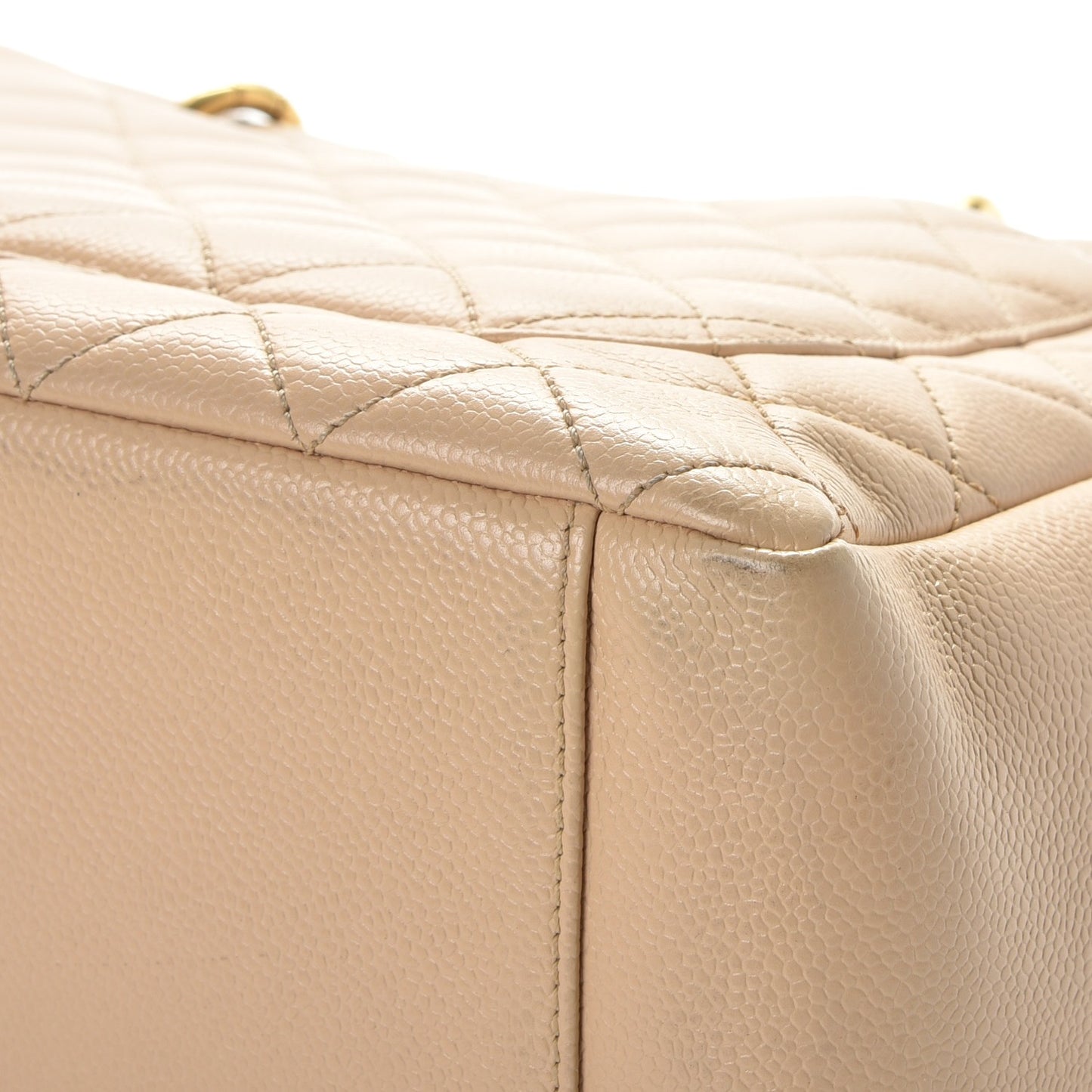 Caviar Quilted Grand Shopping Tote GST Beige Clair
