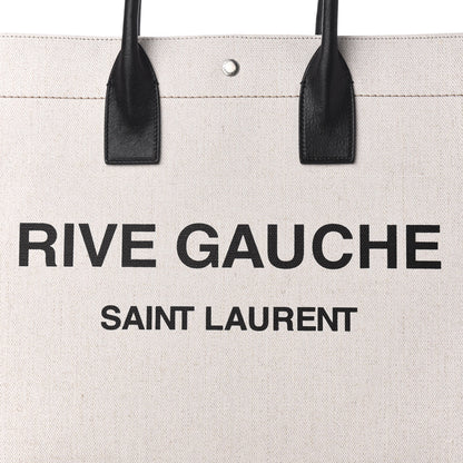 Saint Laurent Linen Calfskin Rive Gauche Tote Optic White 9 of 9