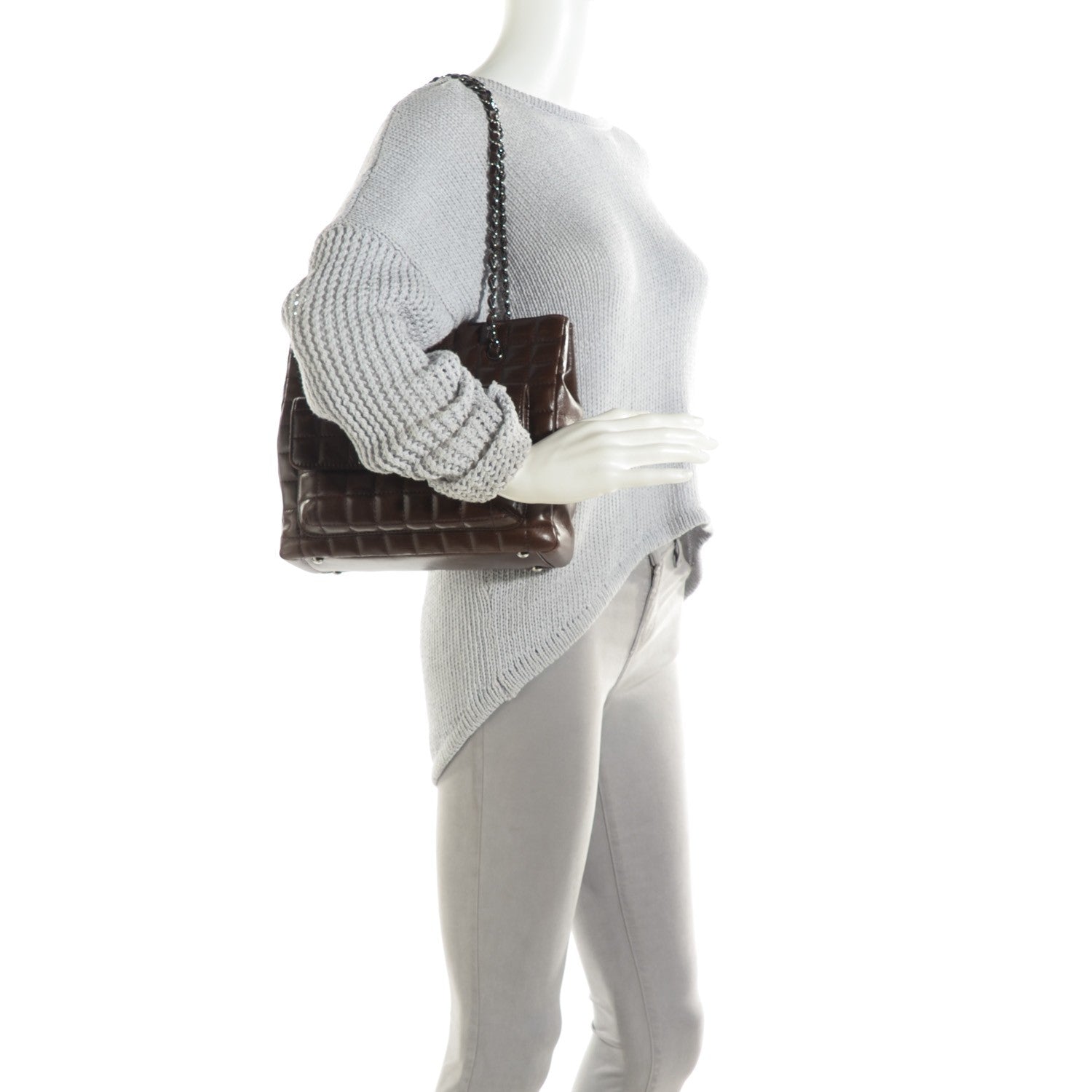 Chanel Lambskin Quilted Chocolate Bar Mademoiselle Shoulder Bag Brown 2 of 7