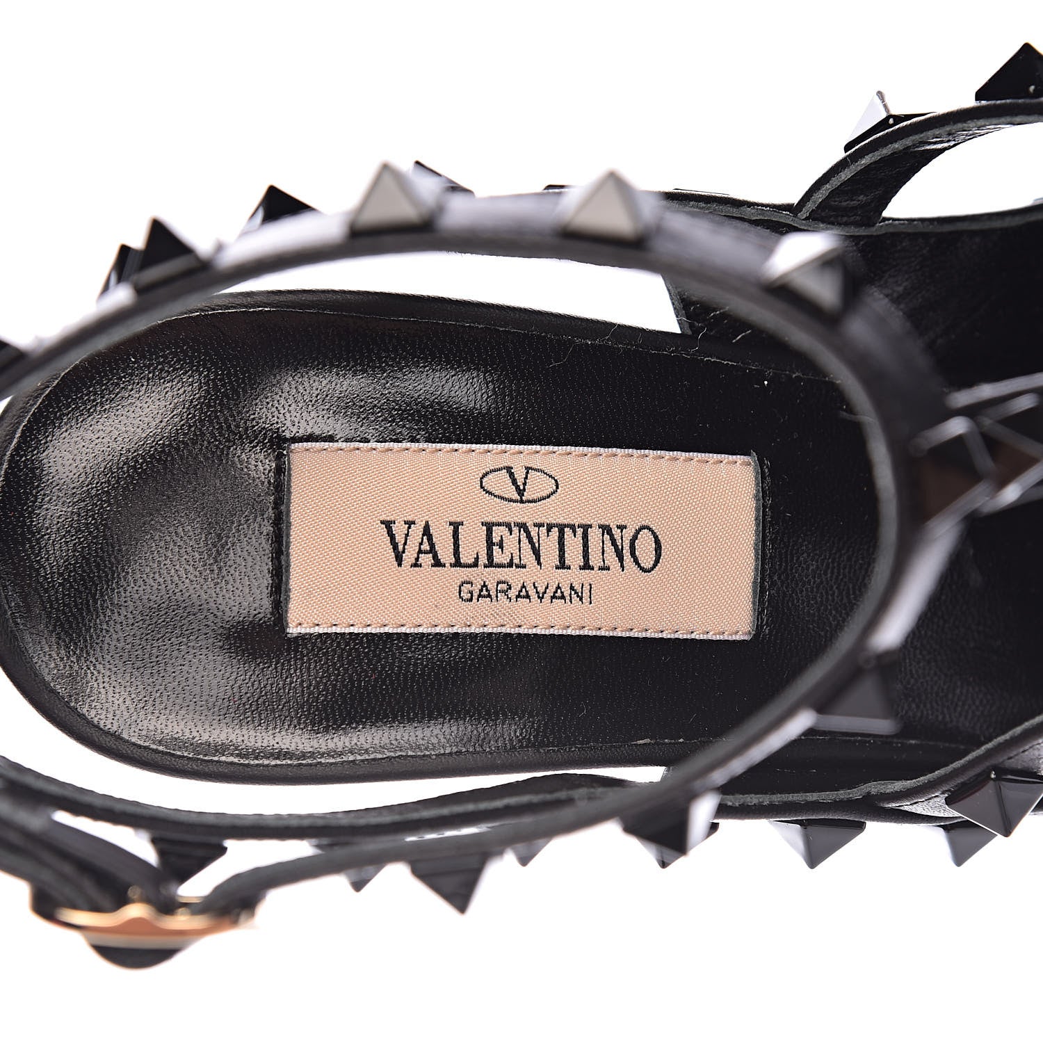 Valentino Garavani Calfskin Lacquered Monochrome Rockstud Ankle Strap 100mm Pumps 37 Black 6 of 10