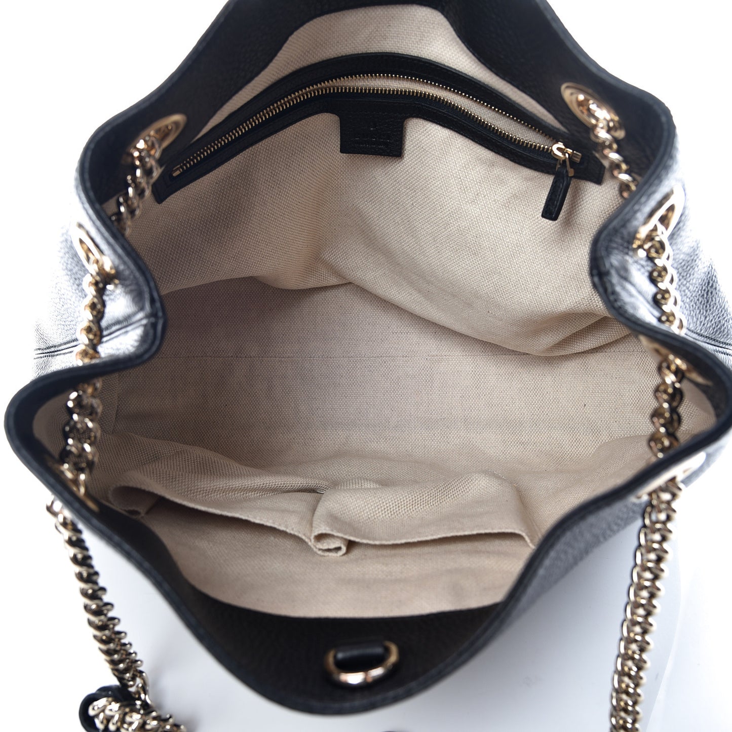 Pebbled Calfskin Medium Soho Chain Shoulder Bag Black