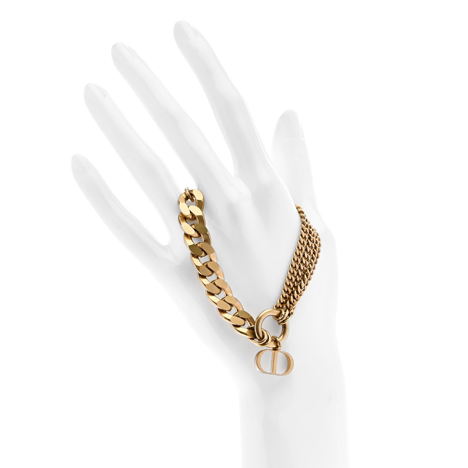 Christian Dior Metal 30 Montaigne Multi Strand Chain Bracelet Gold 2 of 5
