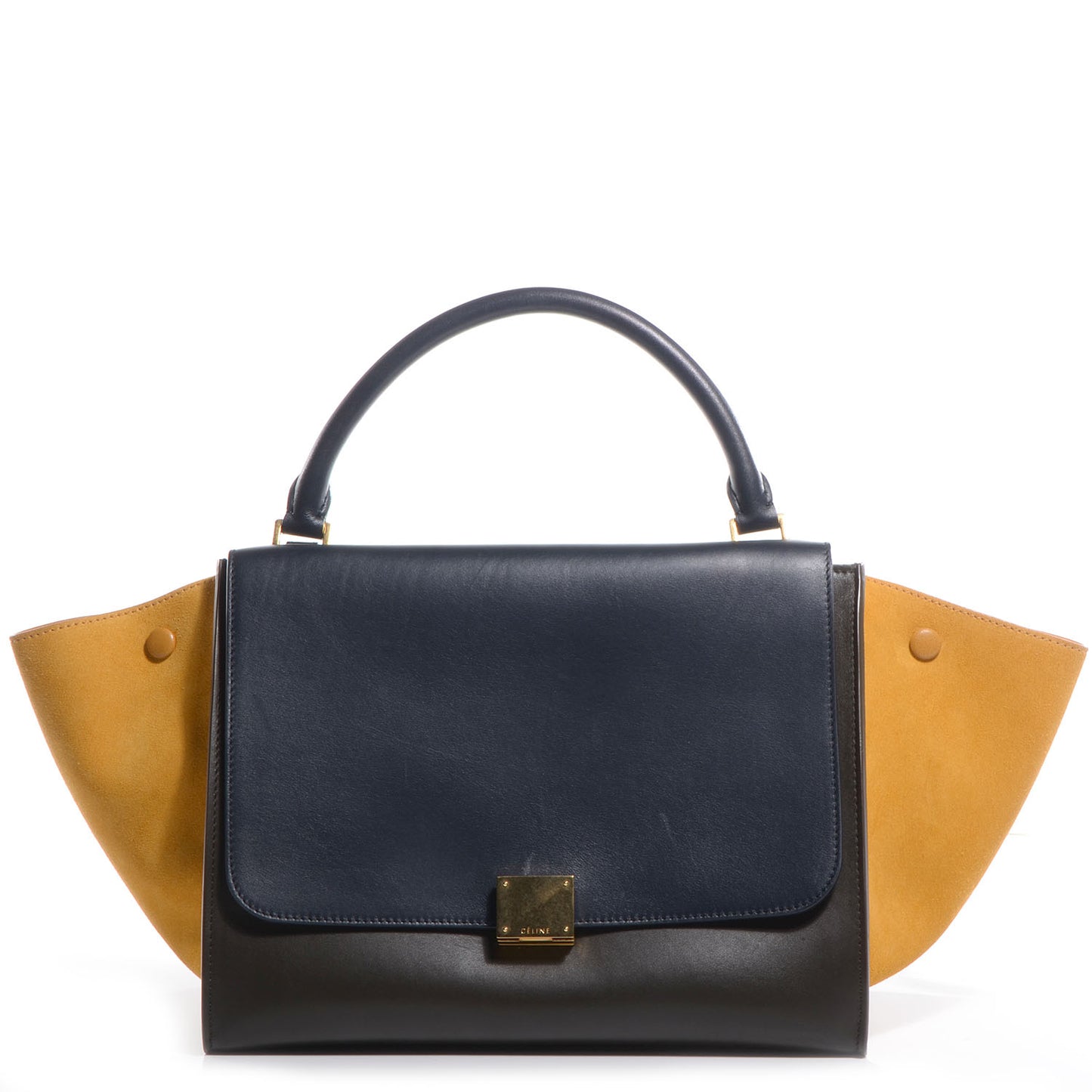 Smooth Calfskin Suede Medium Tri-Color Trapeze Mustard
