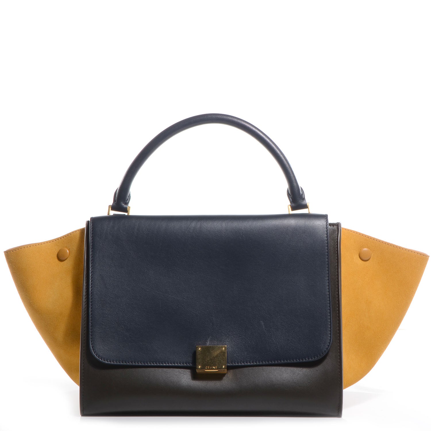 Celine Smooth Calfskin Suede Medium Tri-Color Trapeze Mustard 1 of 9