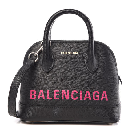 Balenciaga Signature Grained Calfskin Logo XXS Ville Top Handle Bag Black Rose Shocking 1 of 10