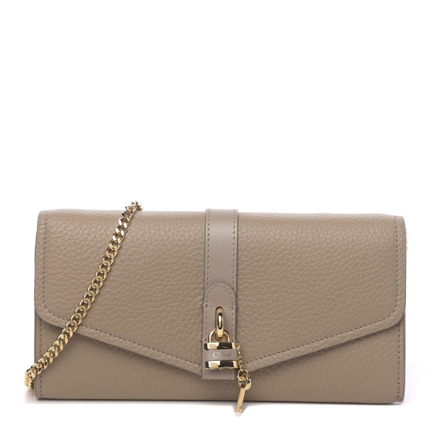Grained Calfskin Aby Chain Wallet Motty Grey