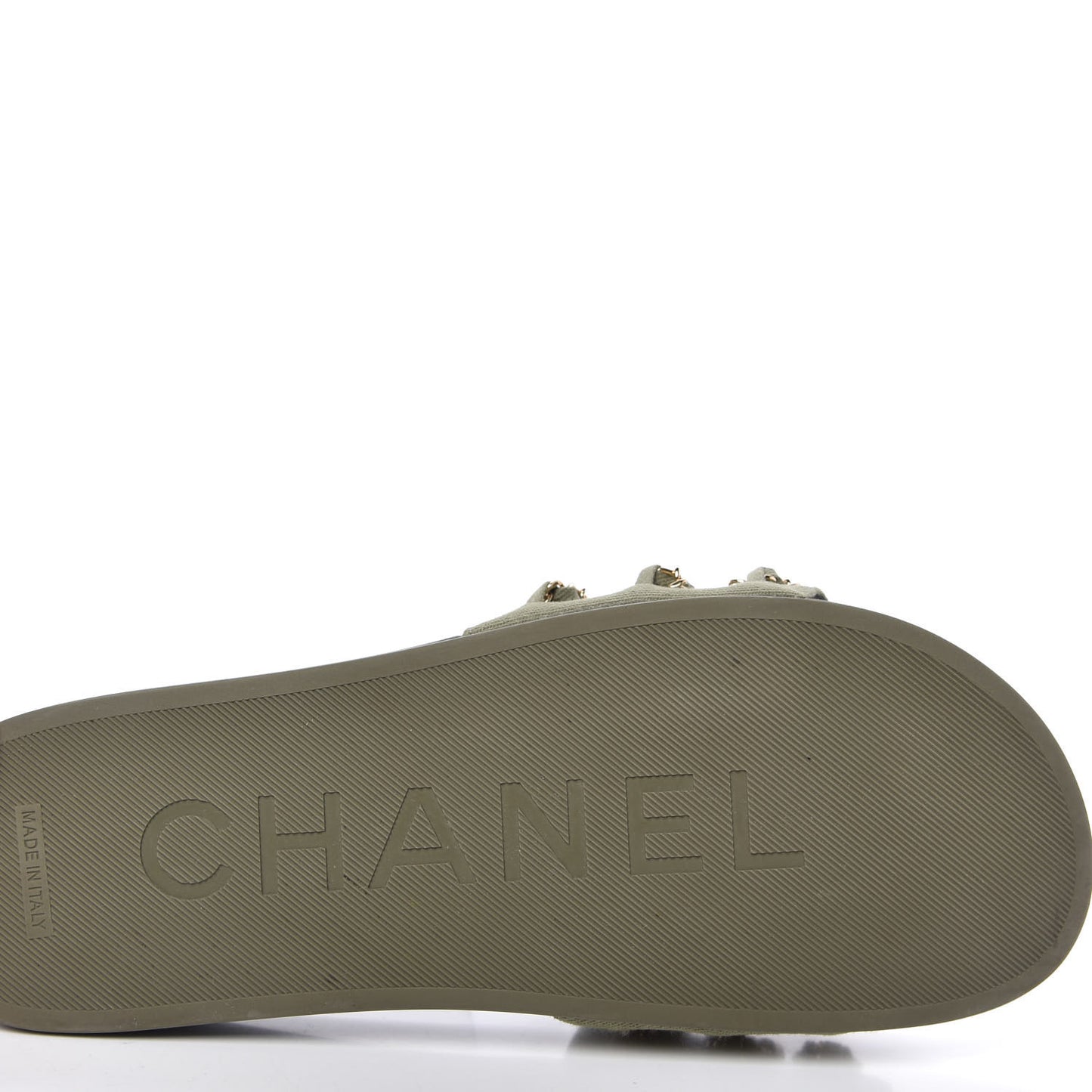 Canvas Chain Flat Sandals 41 Khaki