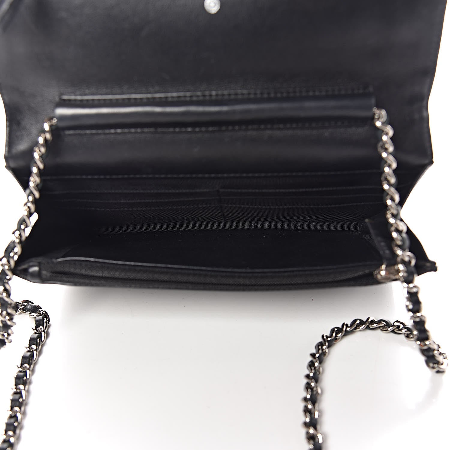 Chanel Striated Patent Quilted Wallet on Chain WOC Black 5 of 16