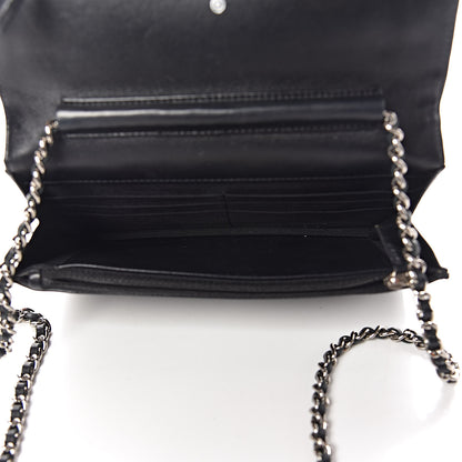 Chanel Striated Patent Quilted Wallet on Chain WOC Black 5 of 16