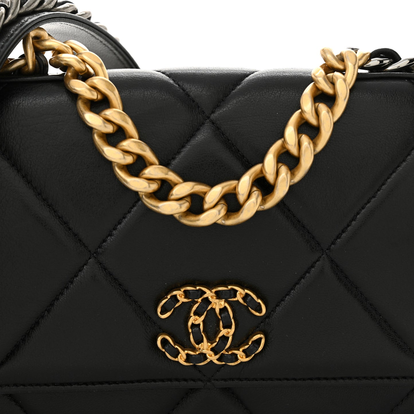 Lambskin Quilted Chanel 19 Wallet On Chain WOC Black