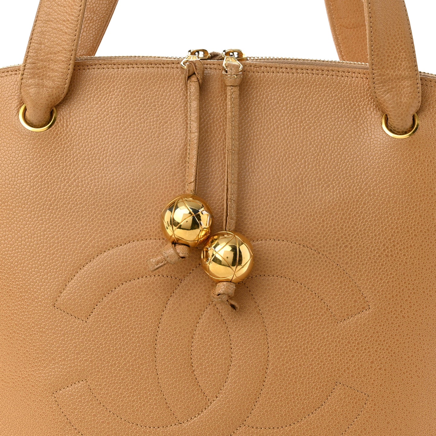 Caviar Large CC Shoulder Bag Beige