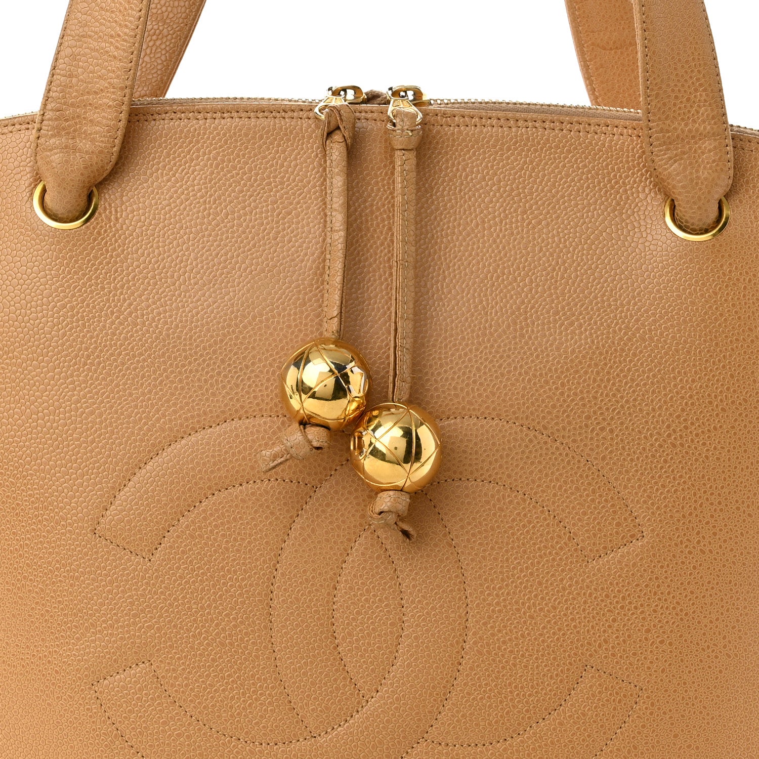 Chanel Caviar Large CC Shoulder Bag Beige 7 of 11