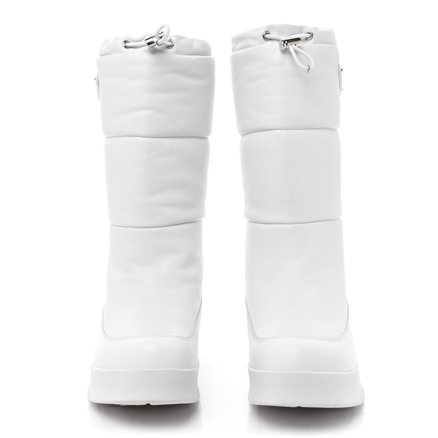 Nappa Metal Triangle Logo Padded Moon Boots 40 White