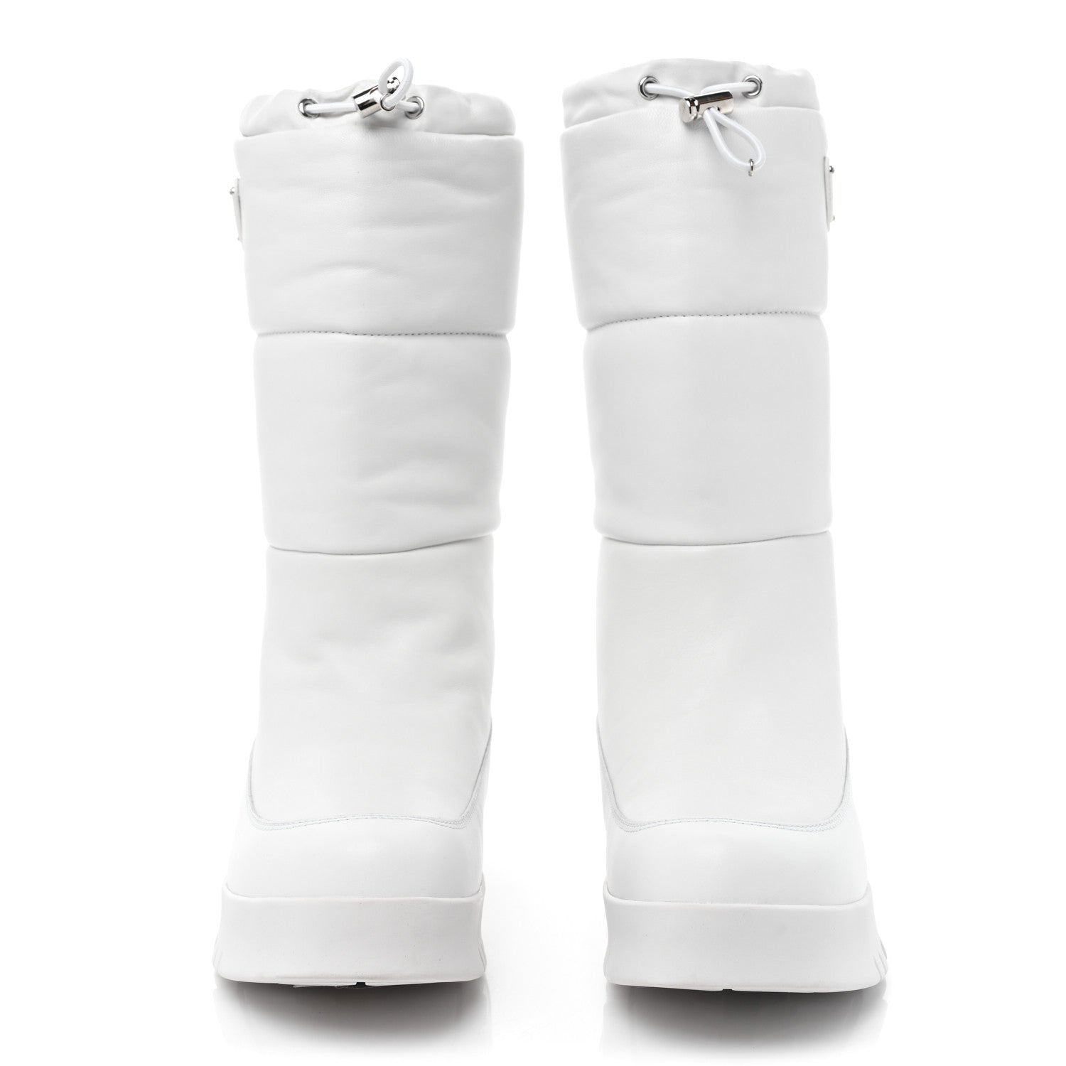 Prada Nappa Metal Triangle Logo Padded Moon Boots 40 White 2 of 10