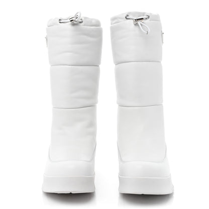 Prada Nappa Metal Triangle Logo Padded Moon Boots 40 White 2 of 10