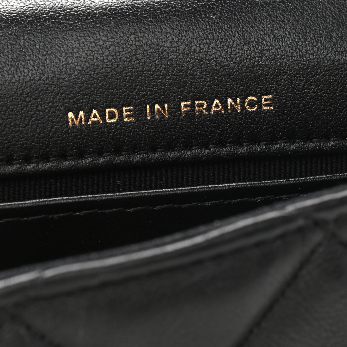 Calfskin Quilted Lady Handle Flap Card Holder With Chain Black
