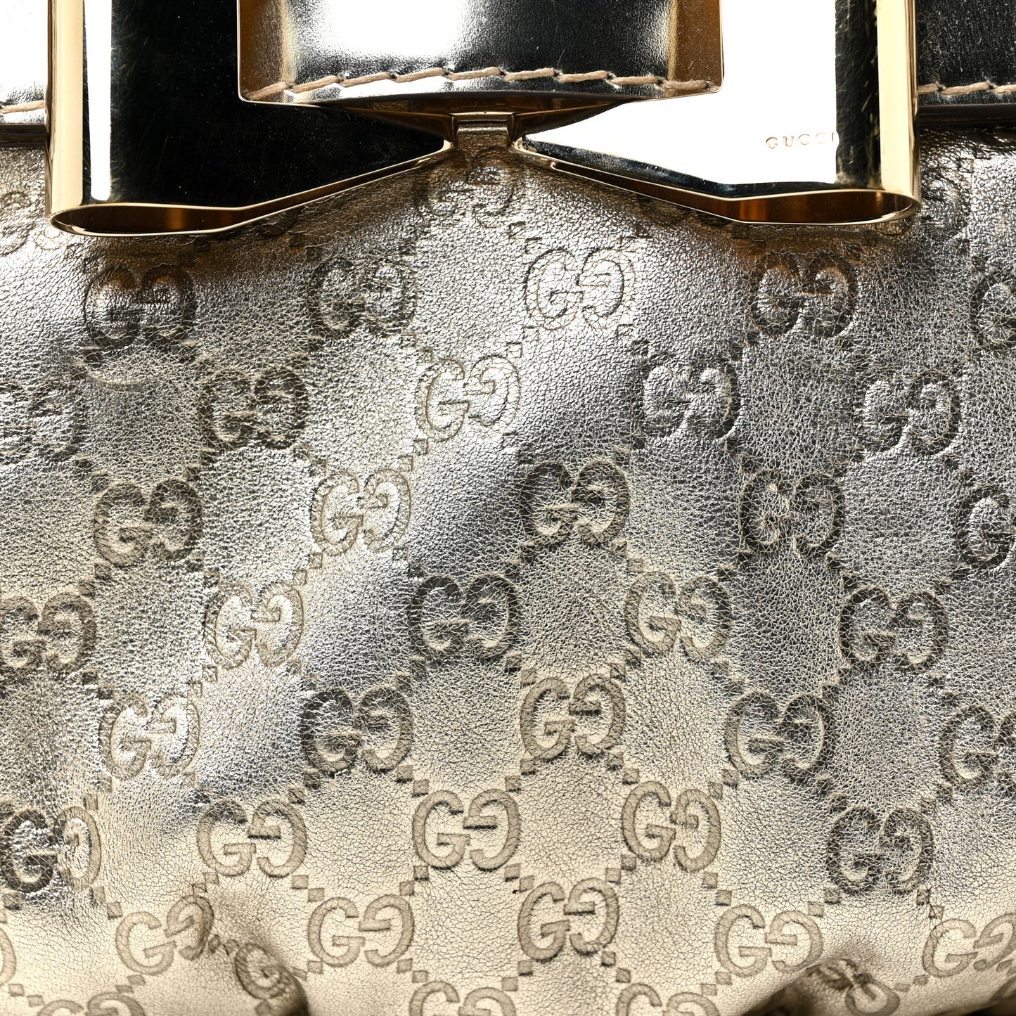 Metallic Guccissima Queen Bow Hobo Platinum