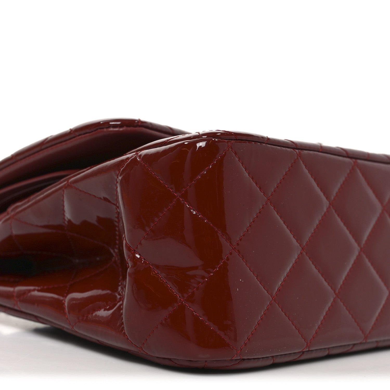 Chanel Patent Quilted Jumbo Double Flap Dark Red 9 of 10