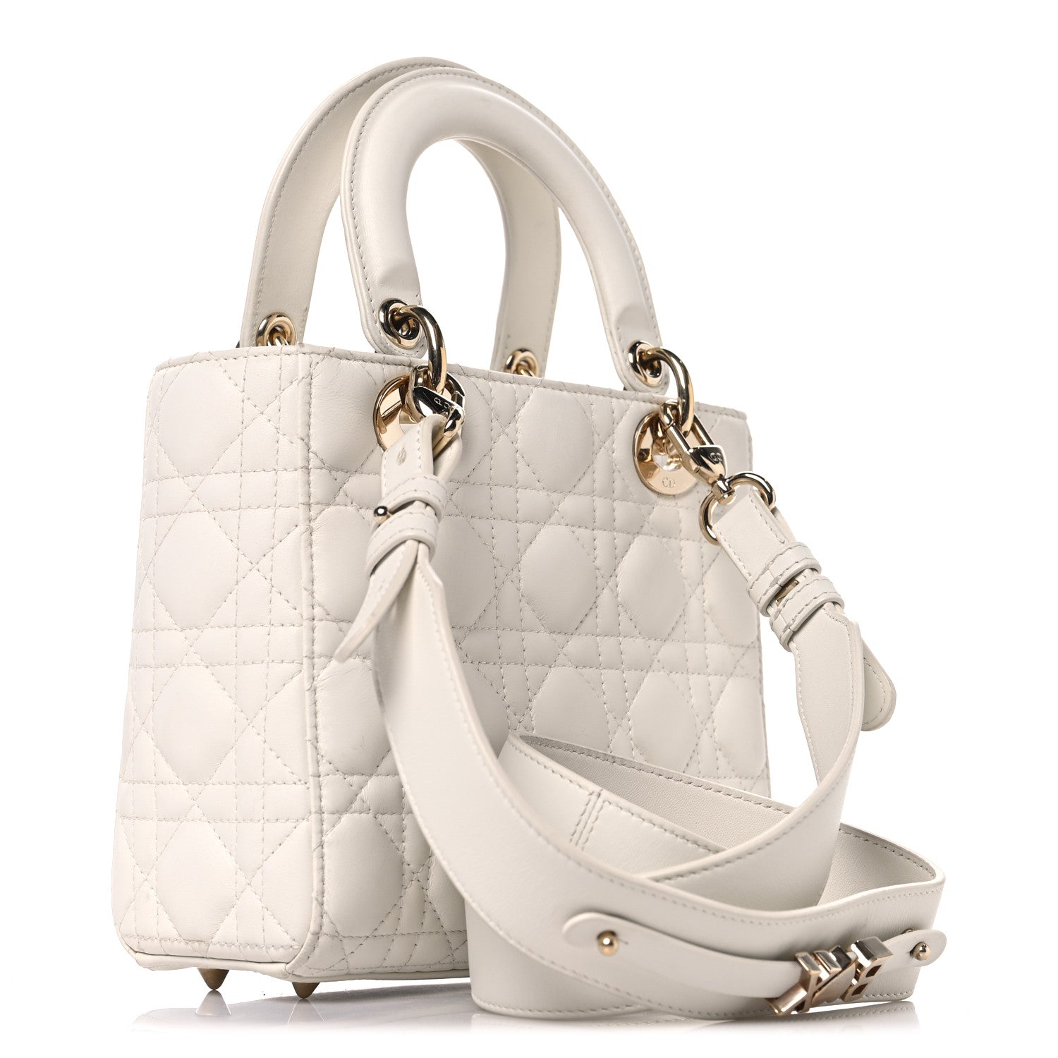 Christian Dior Lambskin Cannage Small My ABCDior Lady Dior White 3 of 14