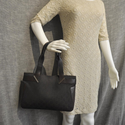 Gucci Denim Monogram Tote Dark Brown 2 of 11