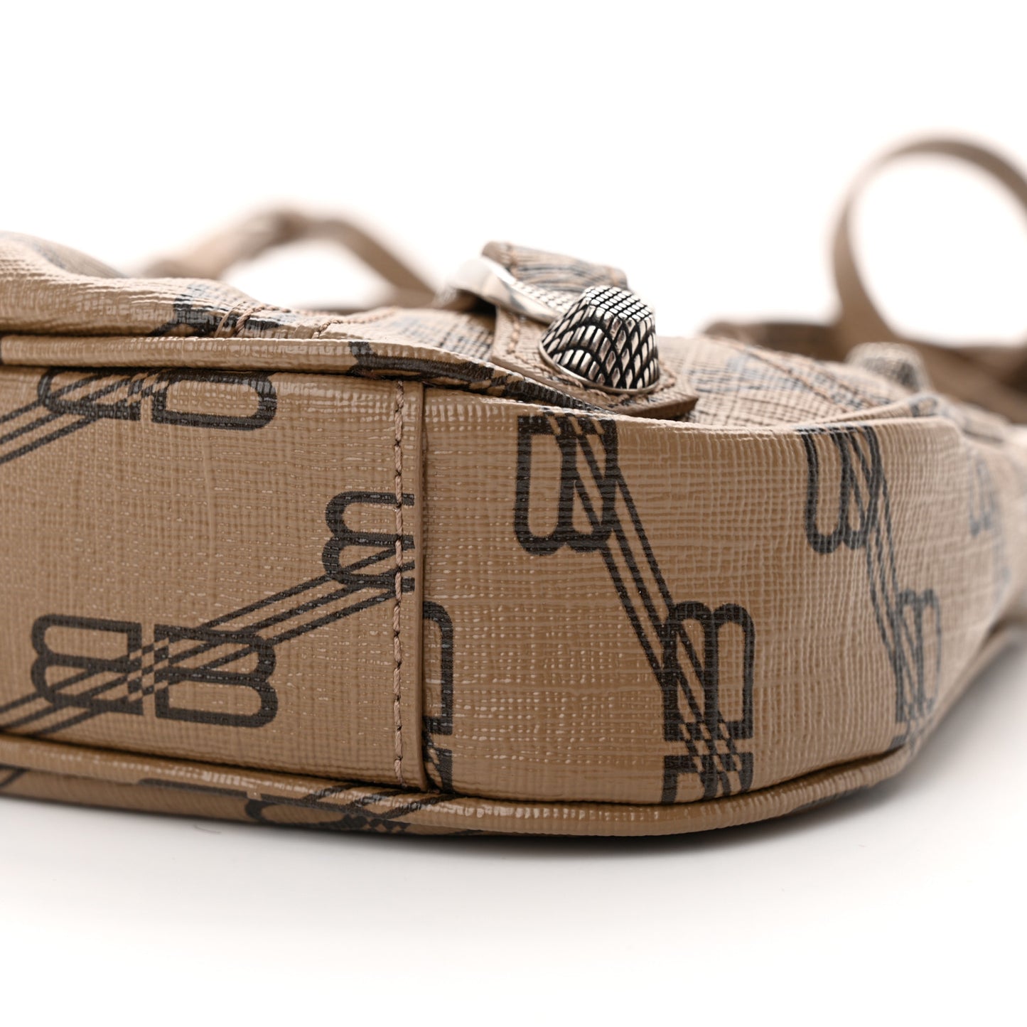 Coated Canvas BB Monogram Le Cagole Mini Purse With Chain Beige Brown