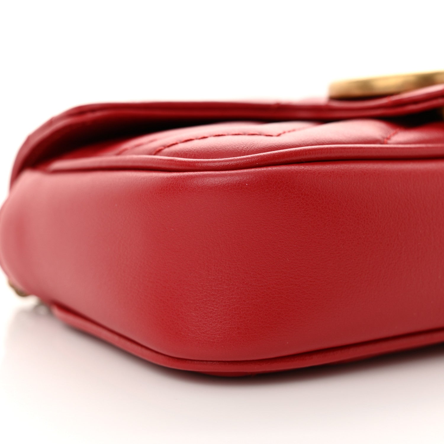 Gucci Calfskin Matelasse Super Mini GG Marmont Shoulder Bag Hibiscus Red 9 of 11